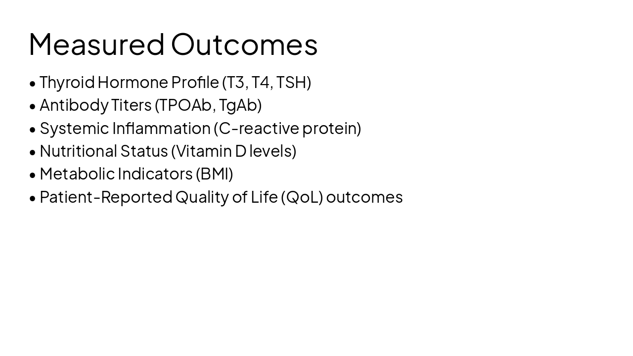 Slide 9 - Measured Outcomes