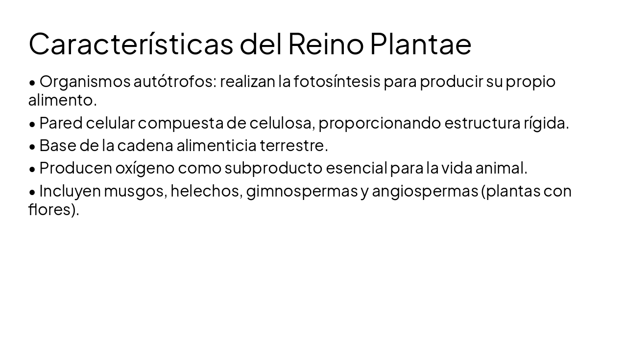 Slide 7 - Características del Reino Plantae