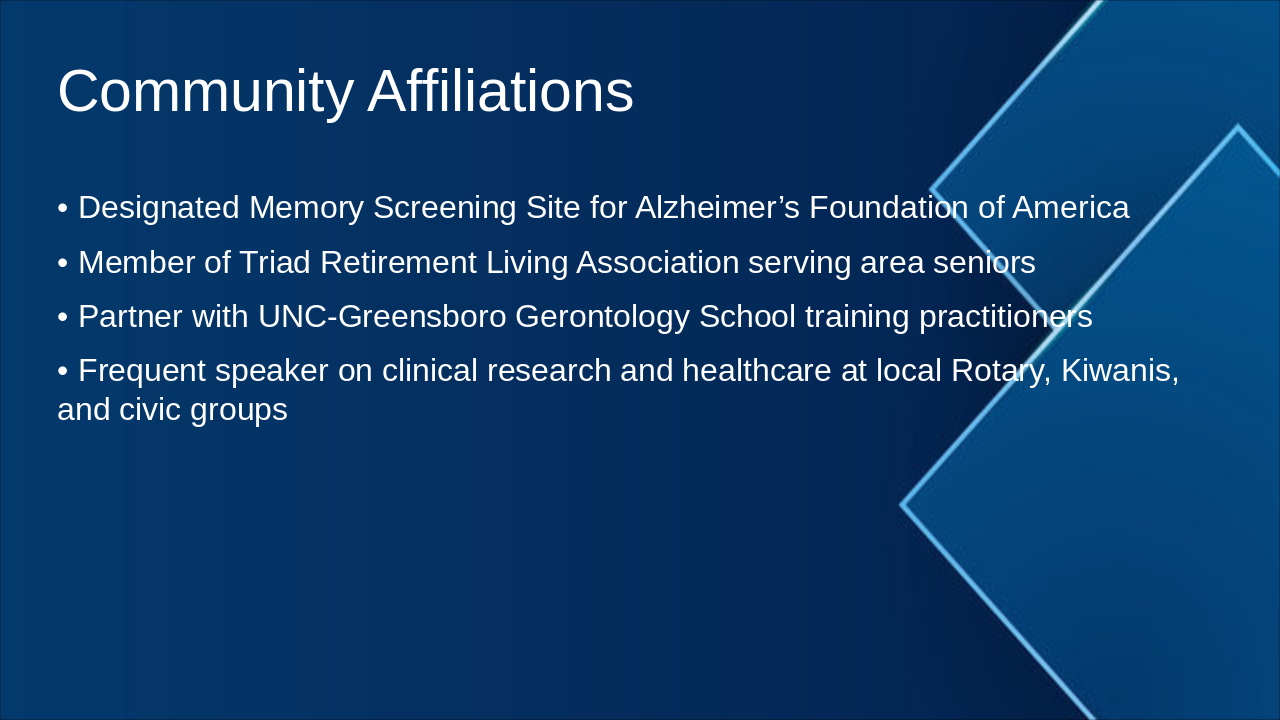 Slide 5 - Community Affiliations