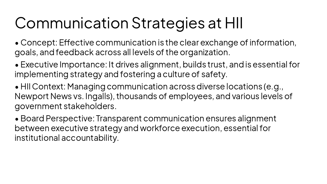 Slide 8 - Communication Strategies at HII