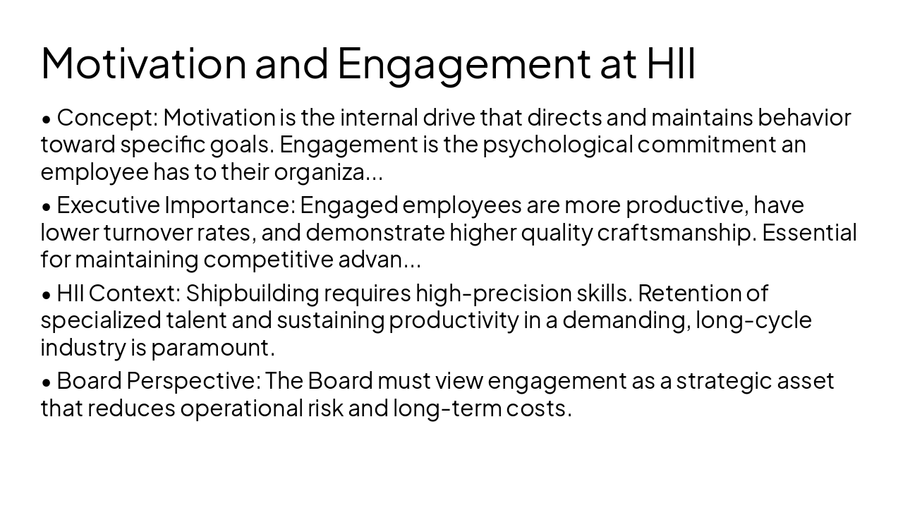 Slide 4 - Motivation and Engagement at HII
