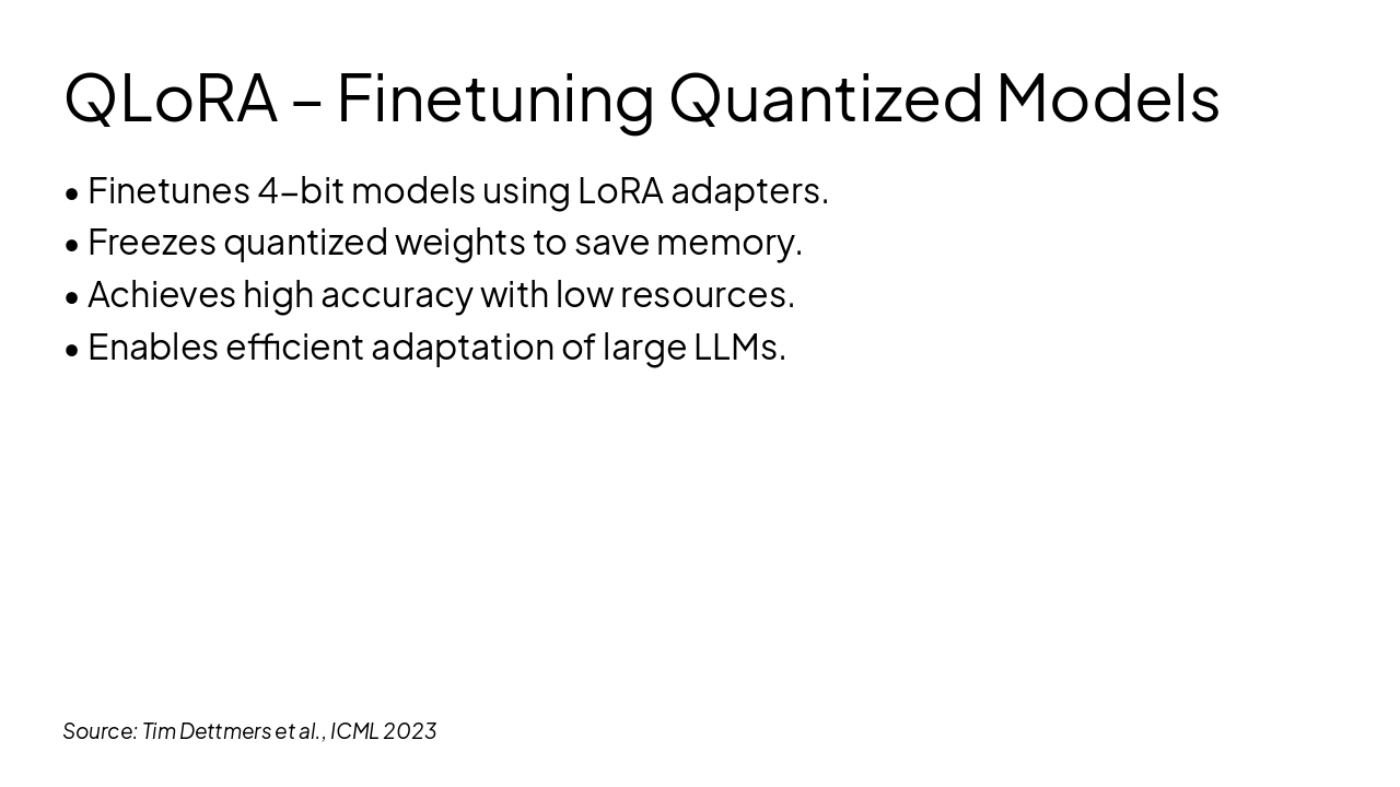 Slide 8 - QLoRA – Finetuning Quantized Models