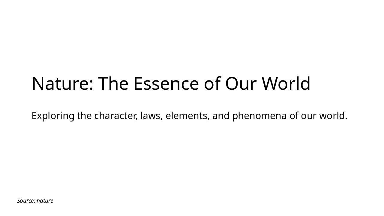 Nature: Essence of Our World