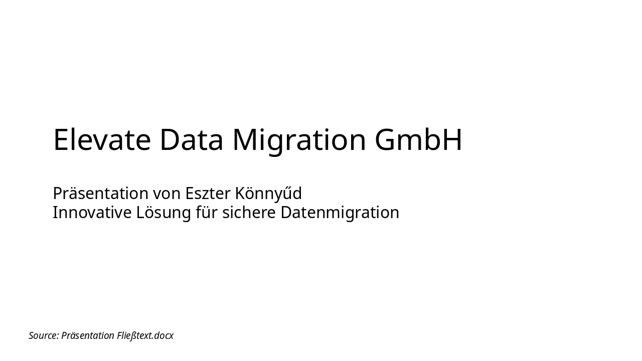 Elevate Data Migration GmbH Pitch Deck