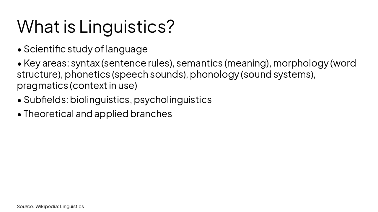 Slide 4 - What is Linguistics?
