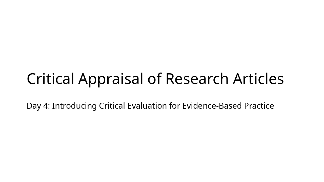 Mastering Critical Appraisal of Research