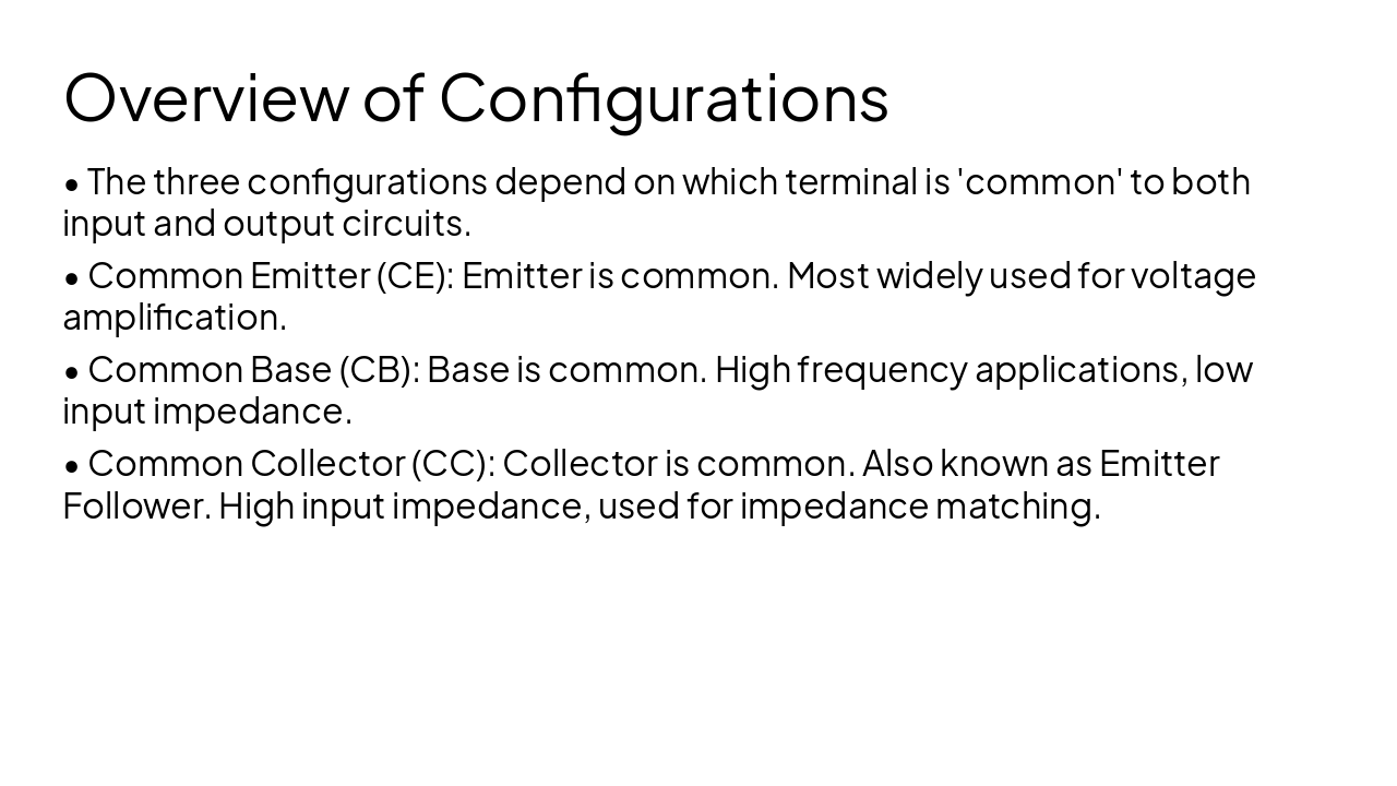 Slide 4 - Overview of Configurations