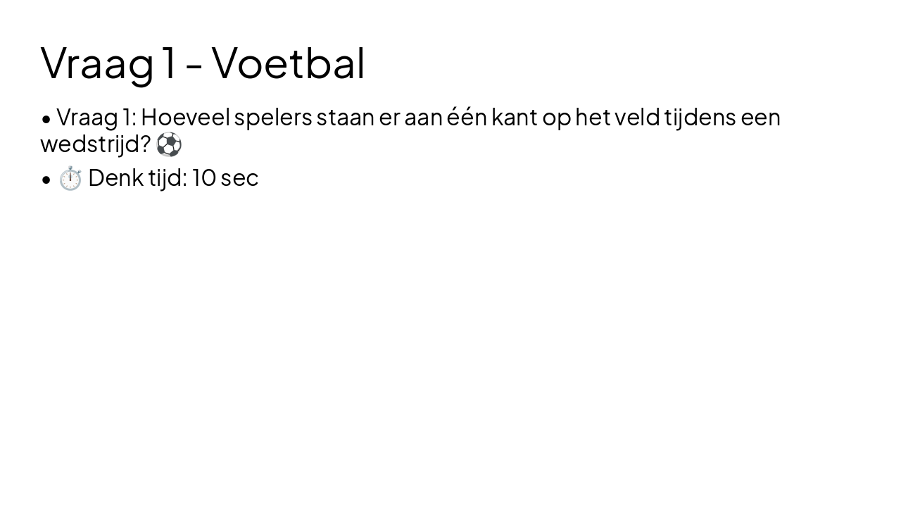 Slide 5 - Vraag 1 - Voetbal