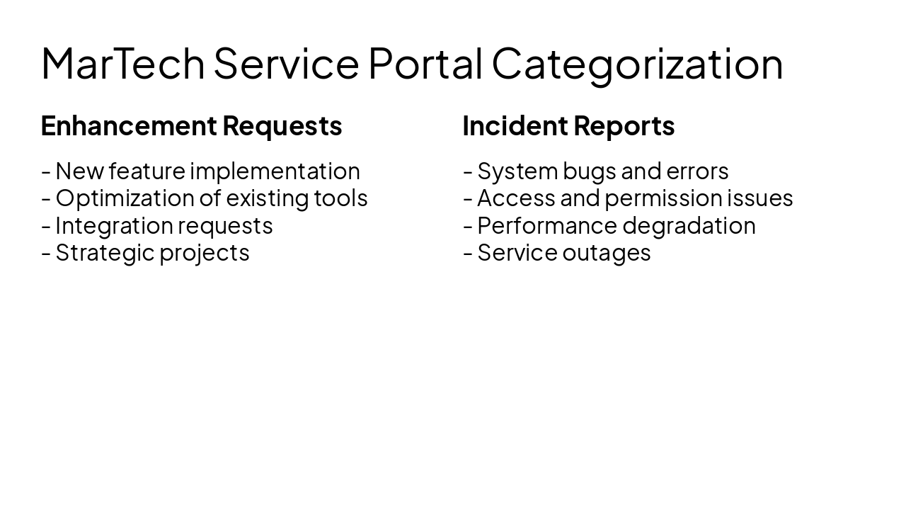 Slide 5 - MarTech Service Portal Categorization