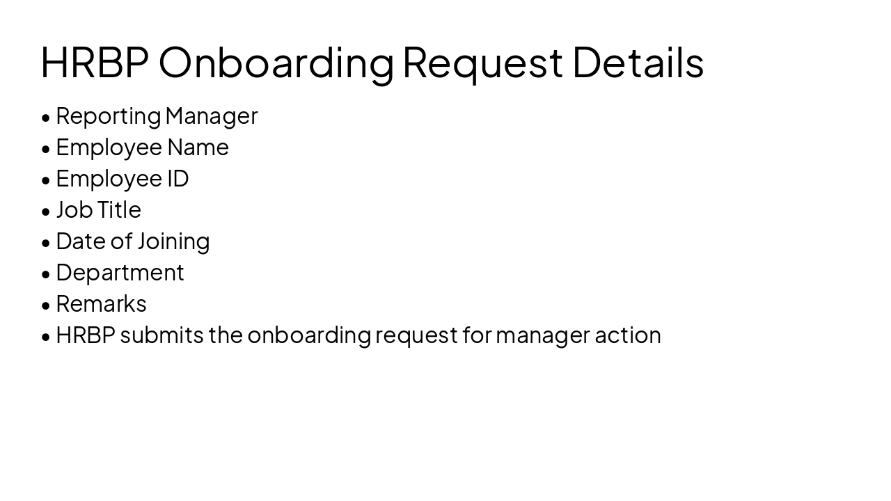 Slide 5 - HRBP Onboarding Request Details