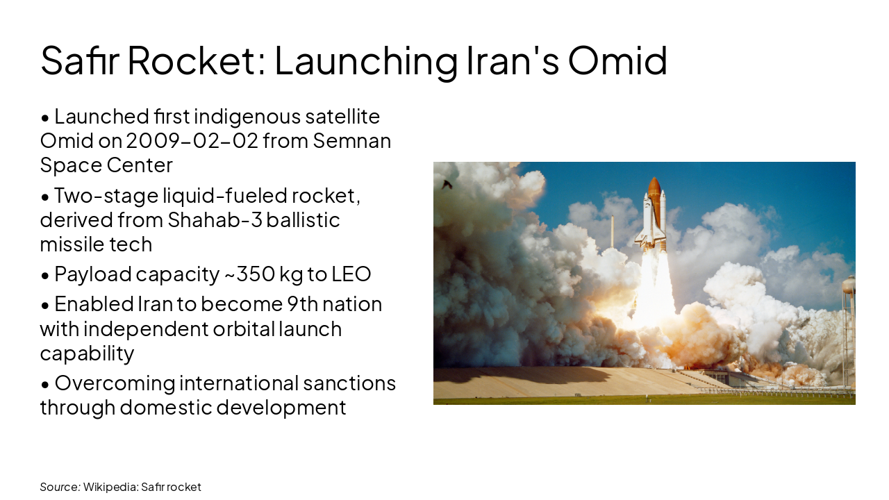 Slide 8 - Safir Rocket Launch - Omid Mission