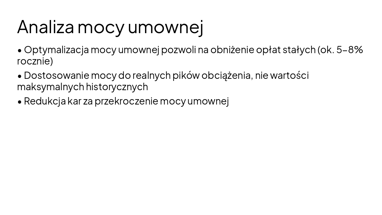 Slide 13 - Analiza mocy umownej