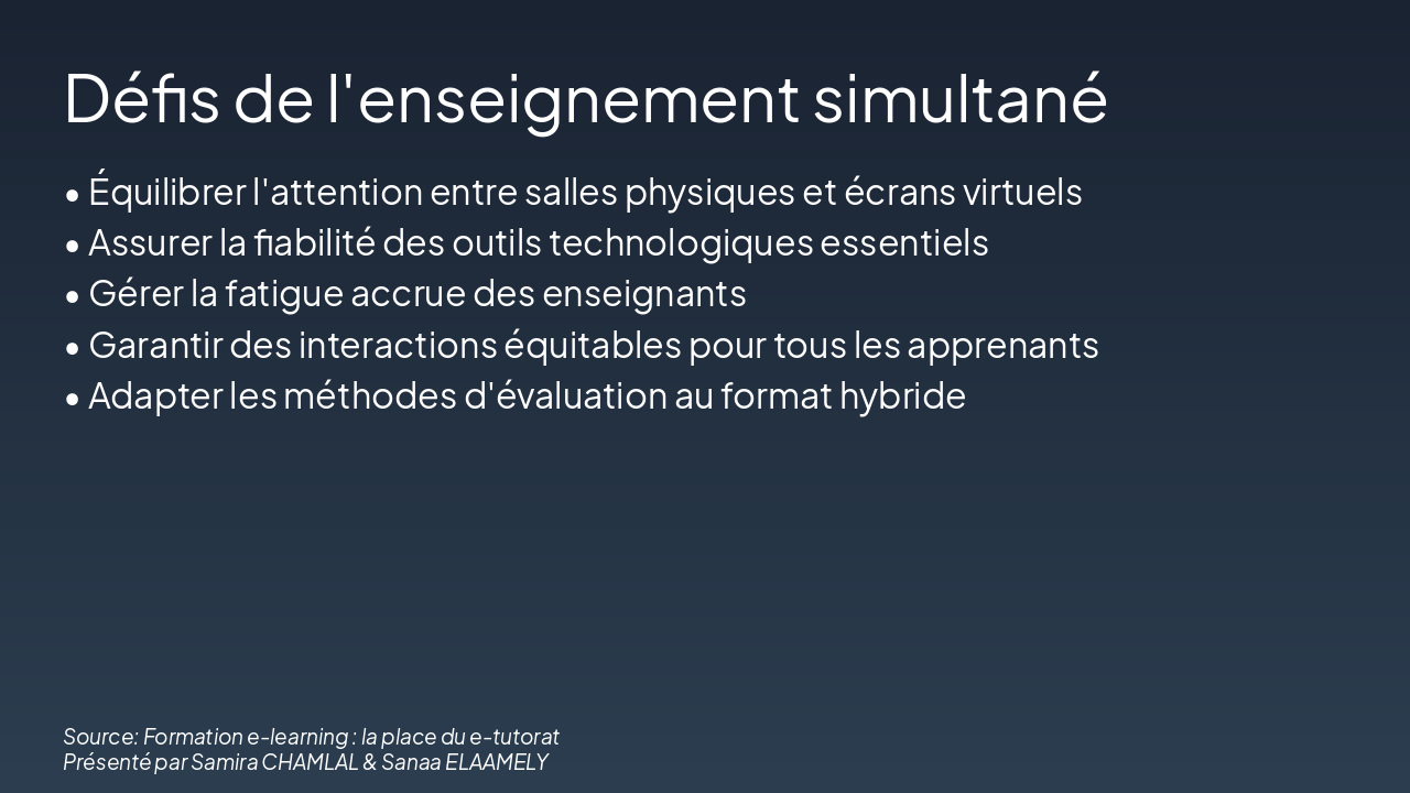 Slide 4 - Défis de l'enseignement simultané