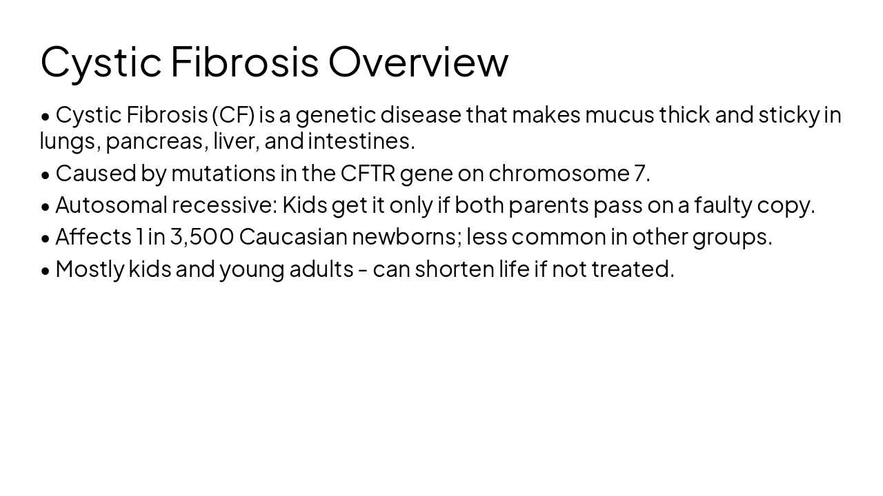 Slide 4 - Cystic Fibrosis Overview