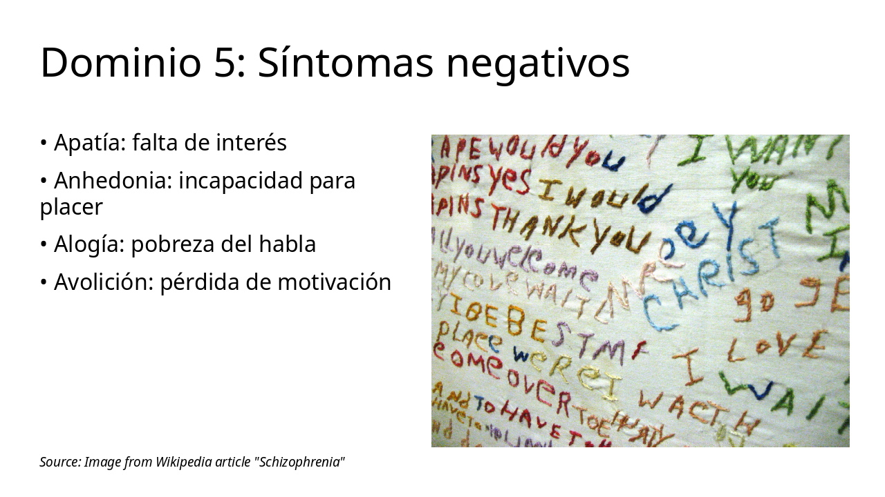 Slide 8 - Dominio 5: Síntomas negativos