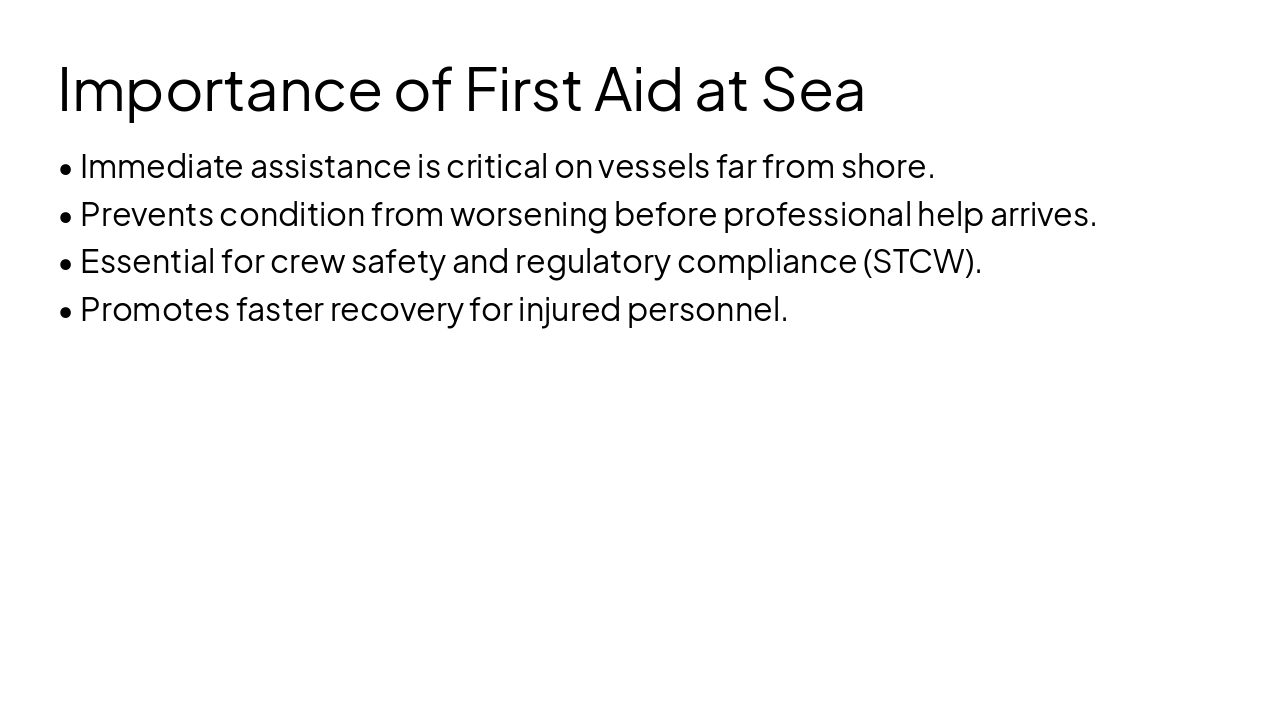 Slide 3 - Importance of First Aid at Sea