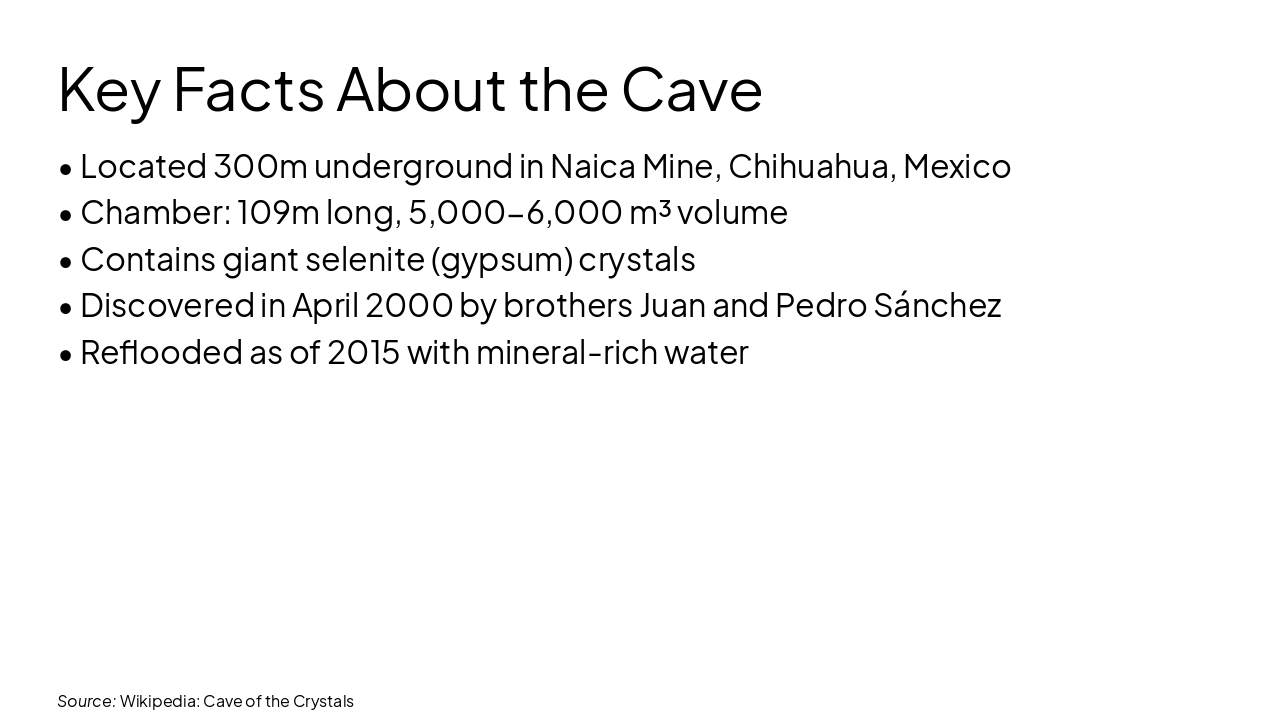 Slide 4 - Key Facts About the Cave
