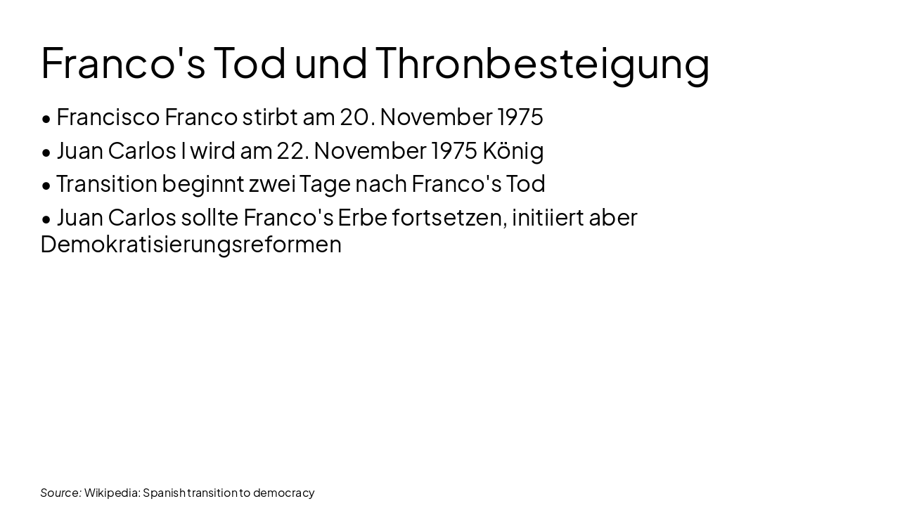 Slide 4 - Franco's Tod und Thronbesteigung