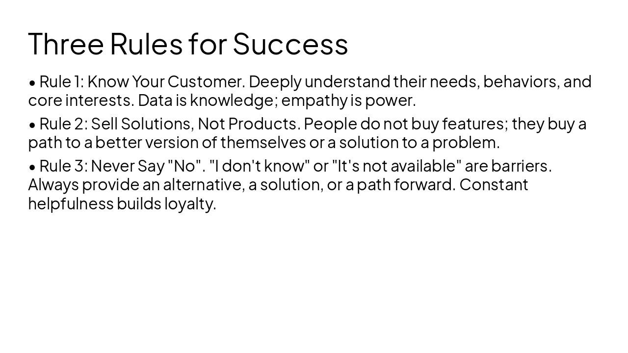 Slide 5 - Three Rules for Success