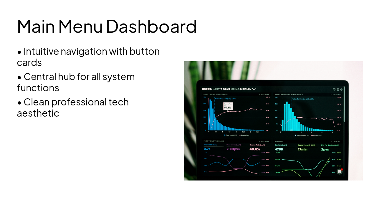 Slide 3 - Main Menu Dashboard