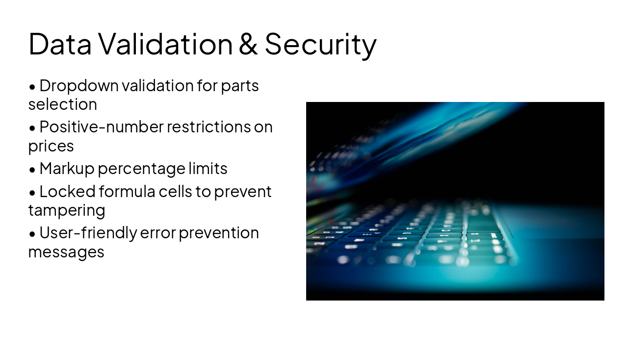 Slide 8 - Data Validation & Security