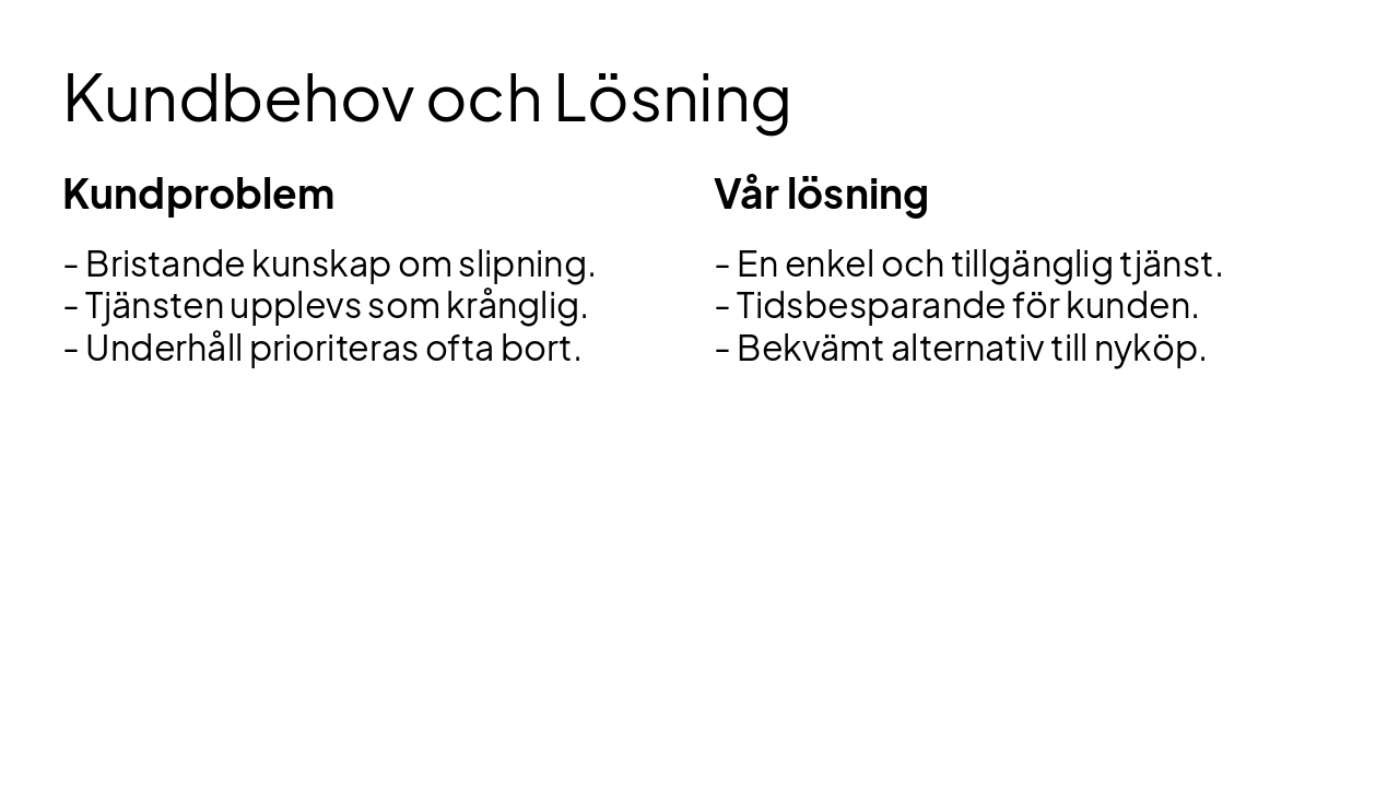 Slide 6 - Kundbehov och Lösning