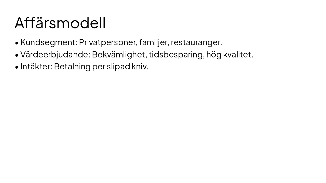 Slide 9 - Affärsmodell