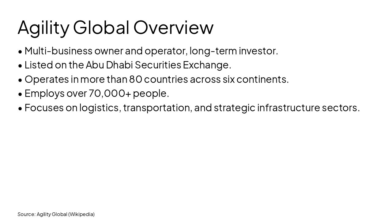 Slide 9 - Agility Global Overview