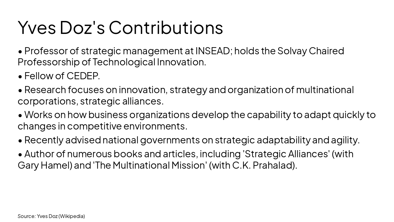Slide 12 - Yves Doz's Contributions