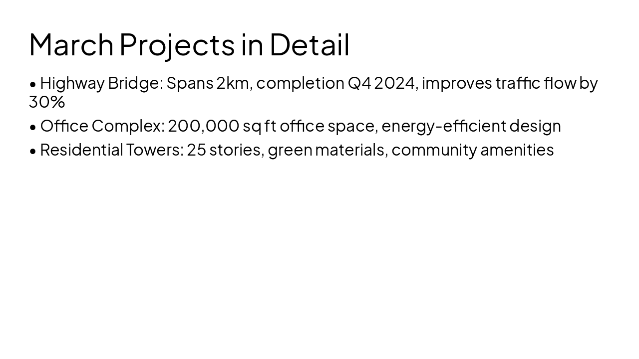 Slide 5 - March Projects in Detail