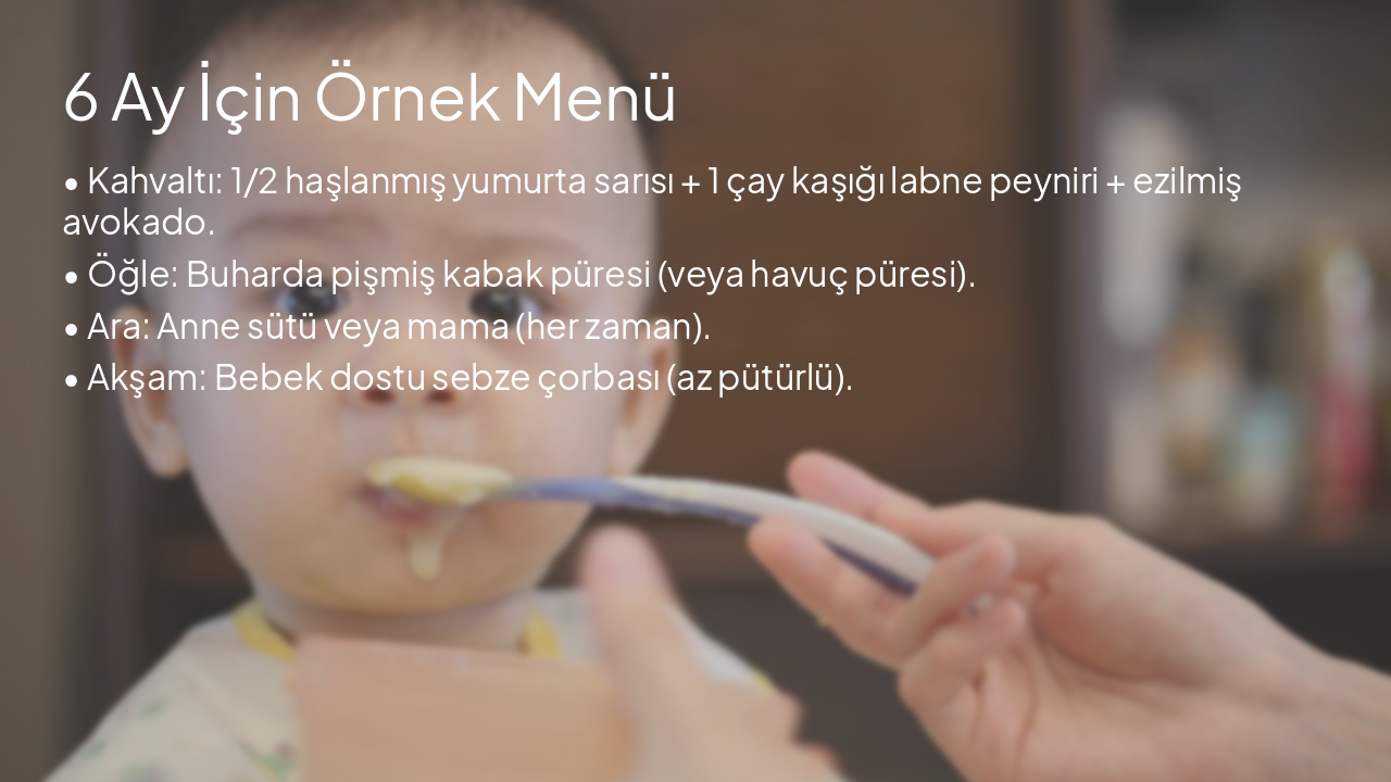 Slide 10 - 6 Ay İçin Örnek Menü