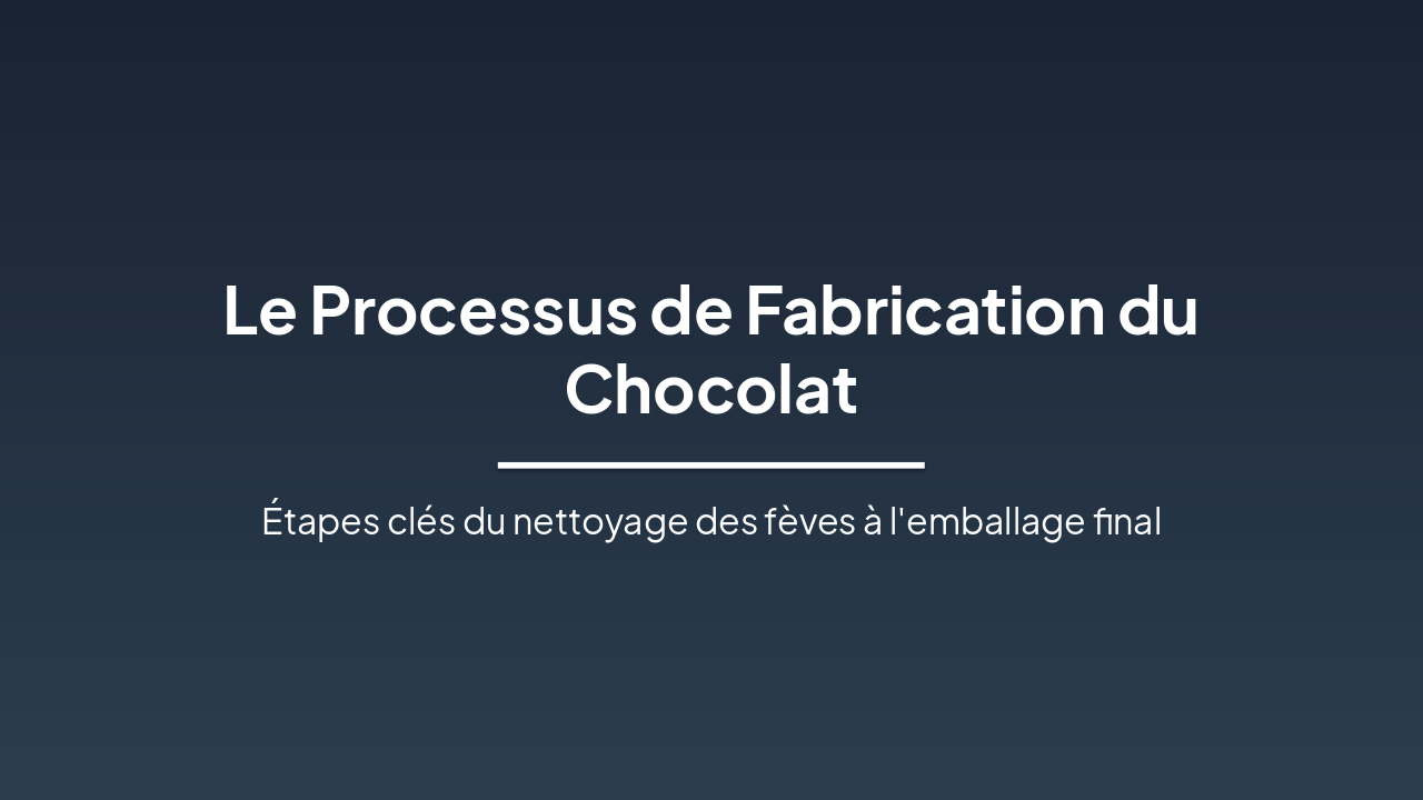 Du Cacao au Chocolat Parfait