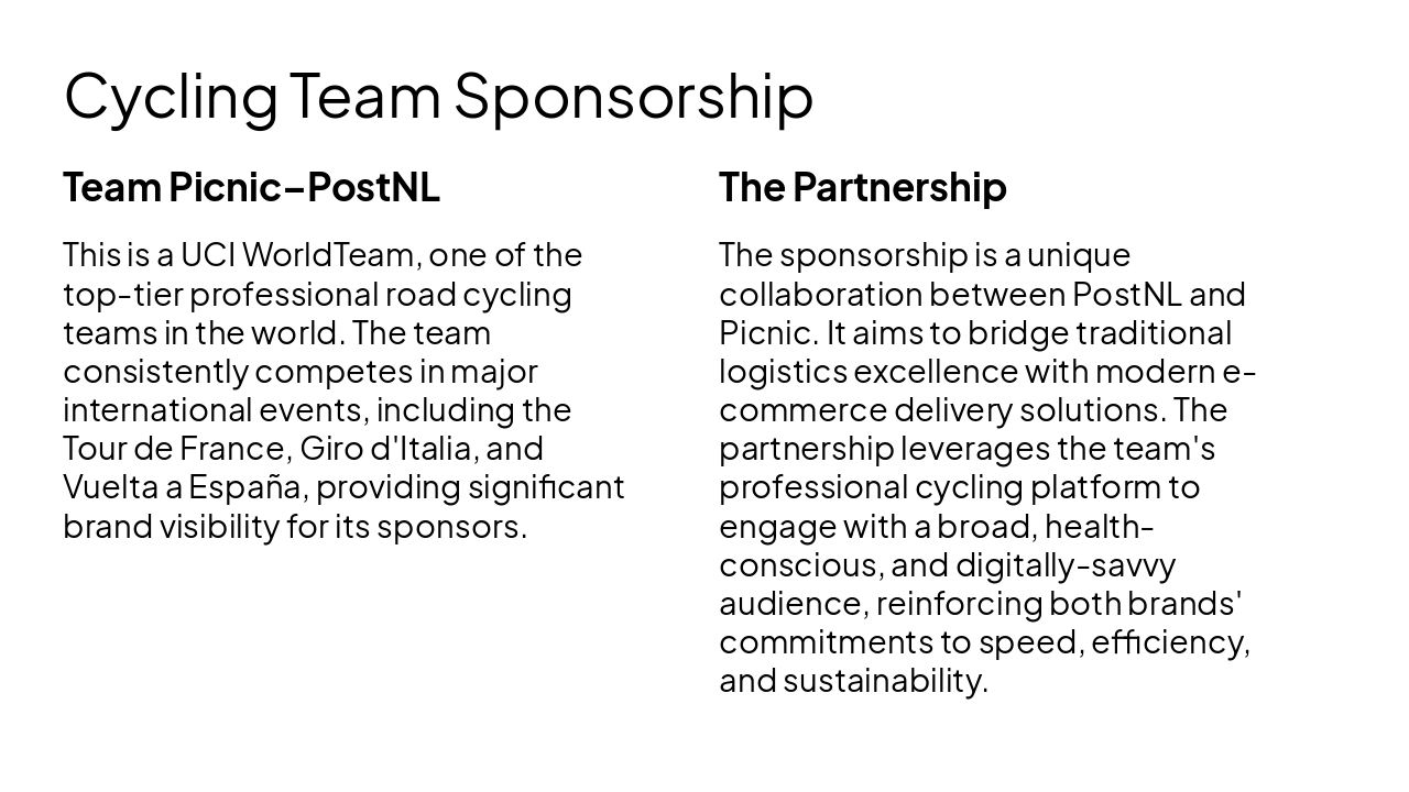 Slide 8 - Cycling Team Sponsorship
