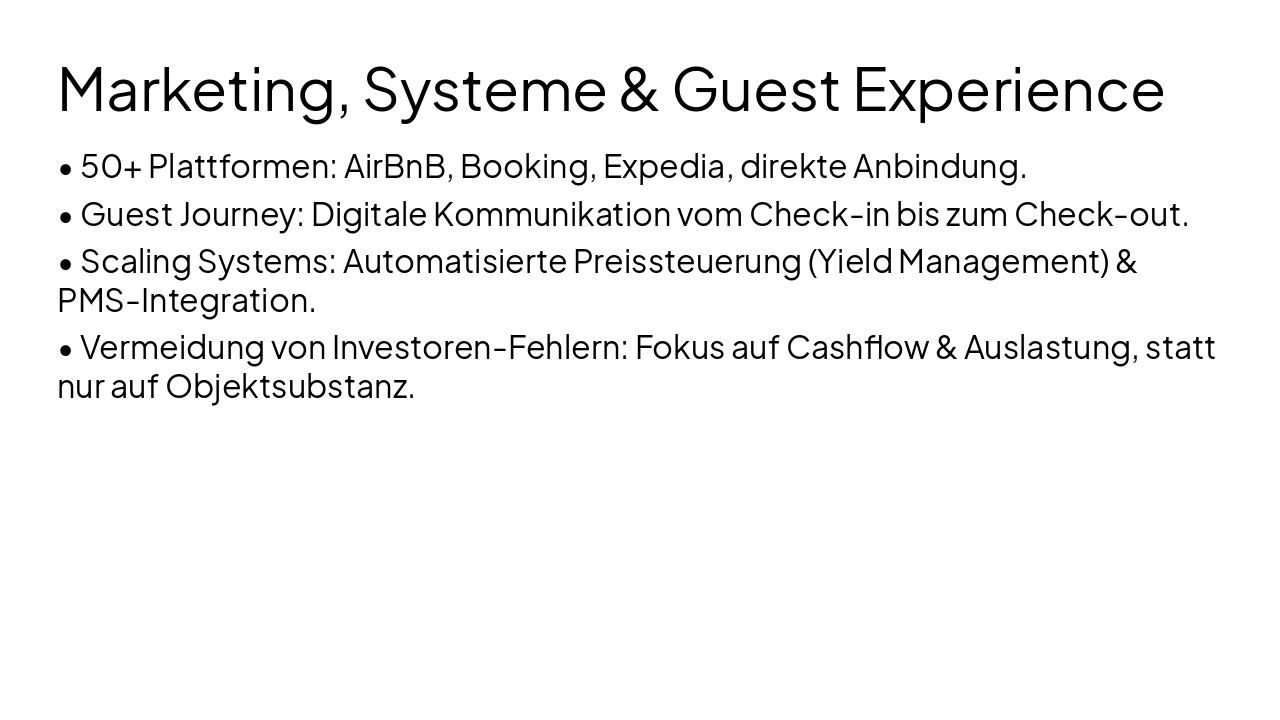 Slide 8 - Marketing, Systeme & Guest Experience