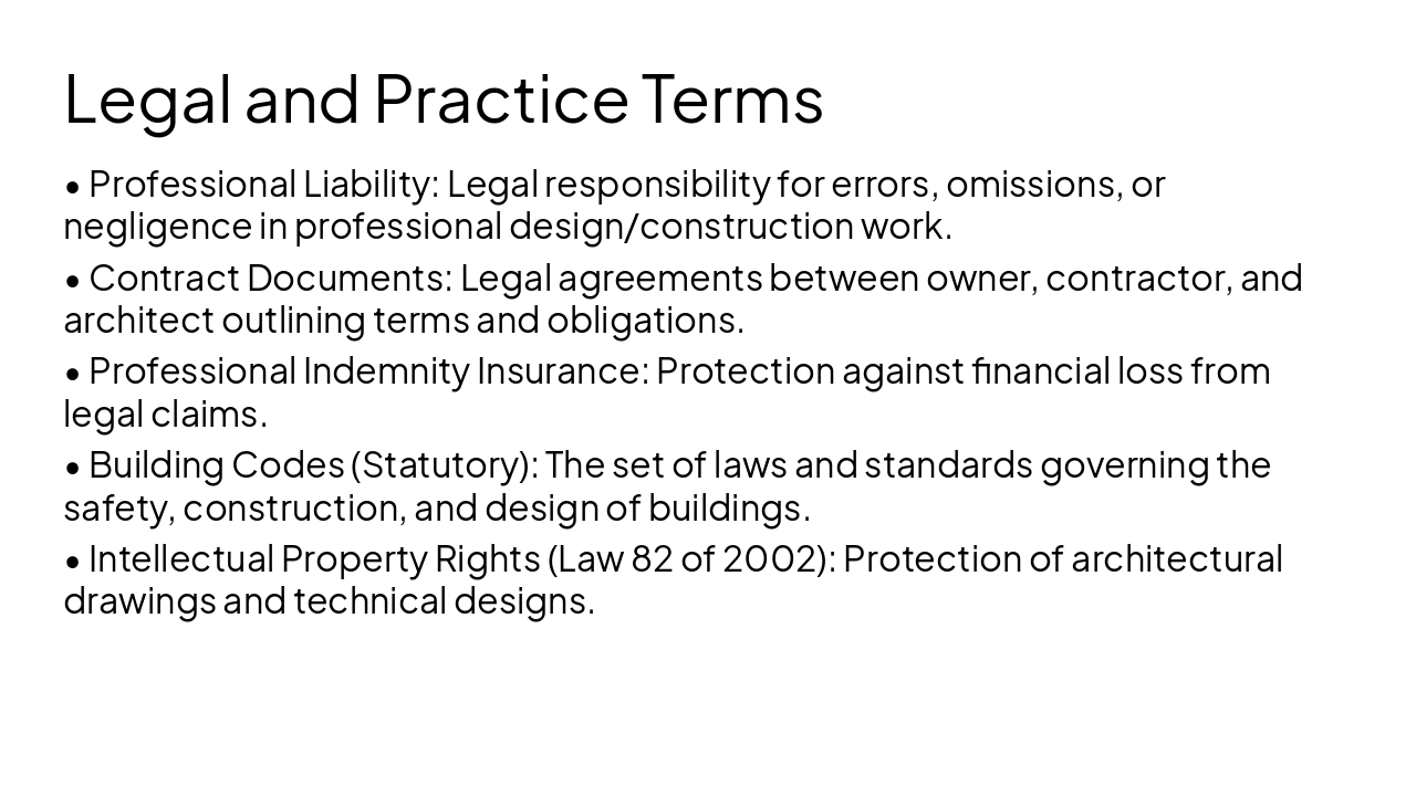 Slide 8 - Legal and Practice Terms