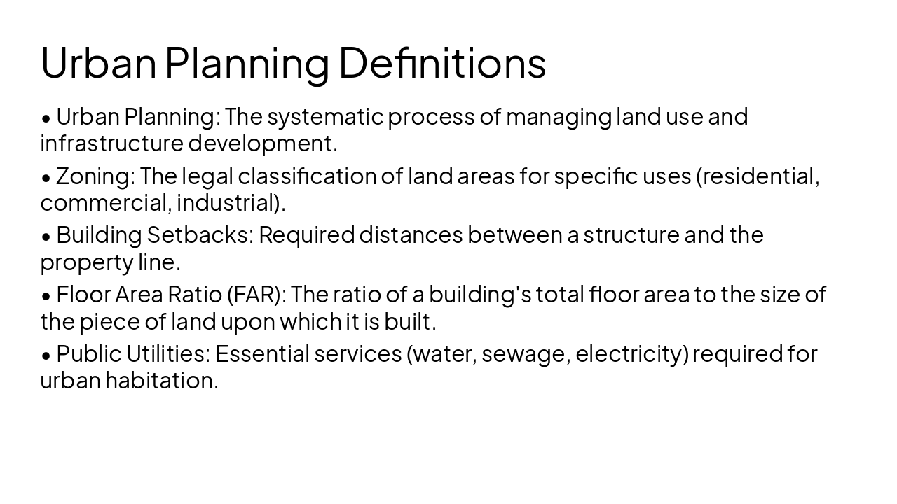 Slide 4 - Urban Planning Definitions