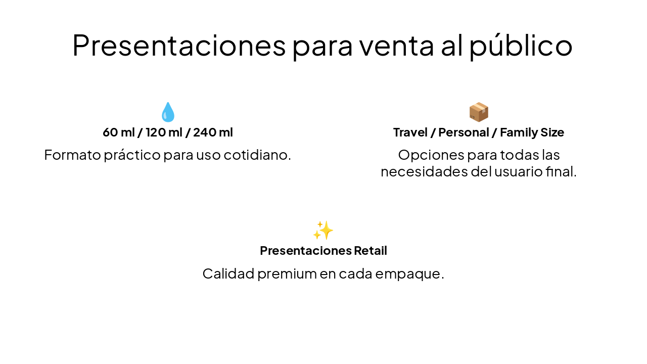 Slide 19 - Presentaciones para venta al público