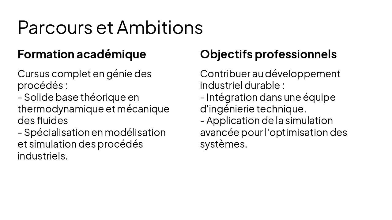 Slide 4 - Parcours et Ambitions