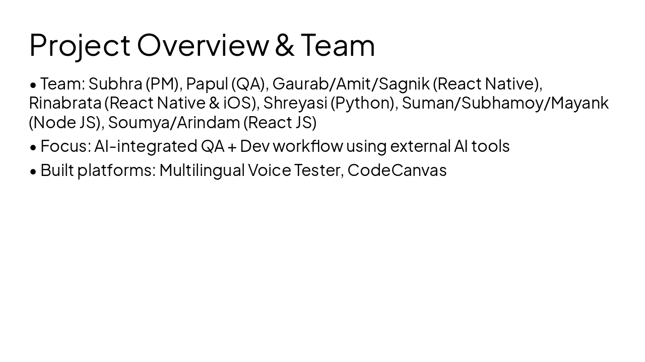 Slide 2 - Project Overview & Team