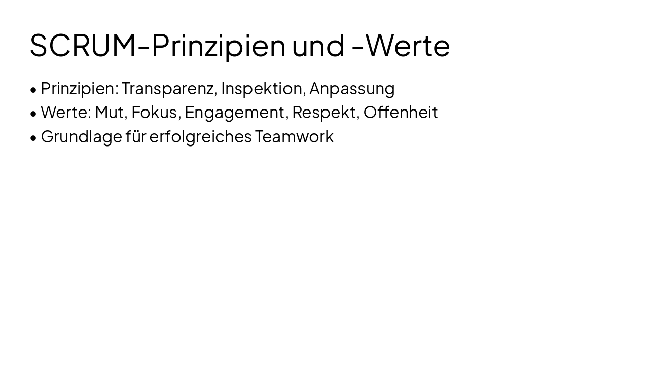 Slide 2 - SCRUM-Prinzipien und -Werte