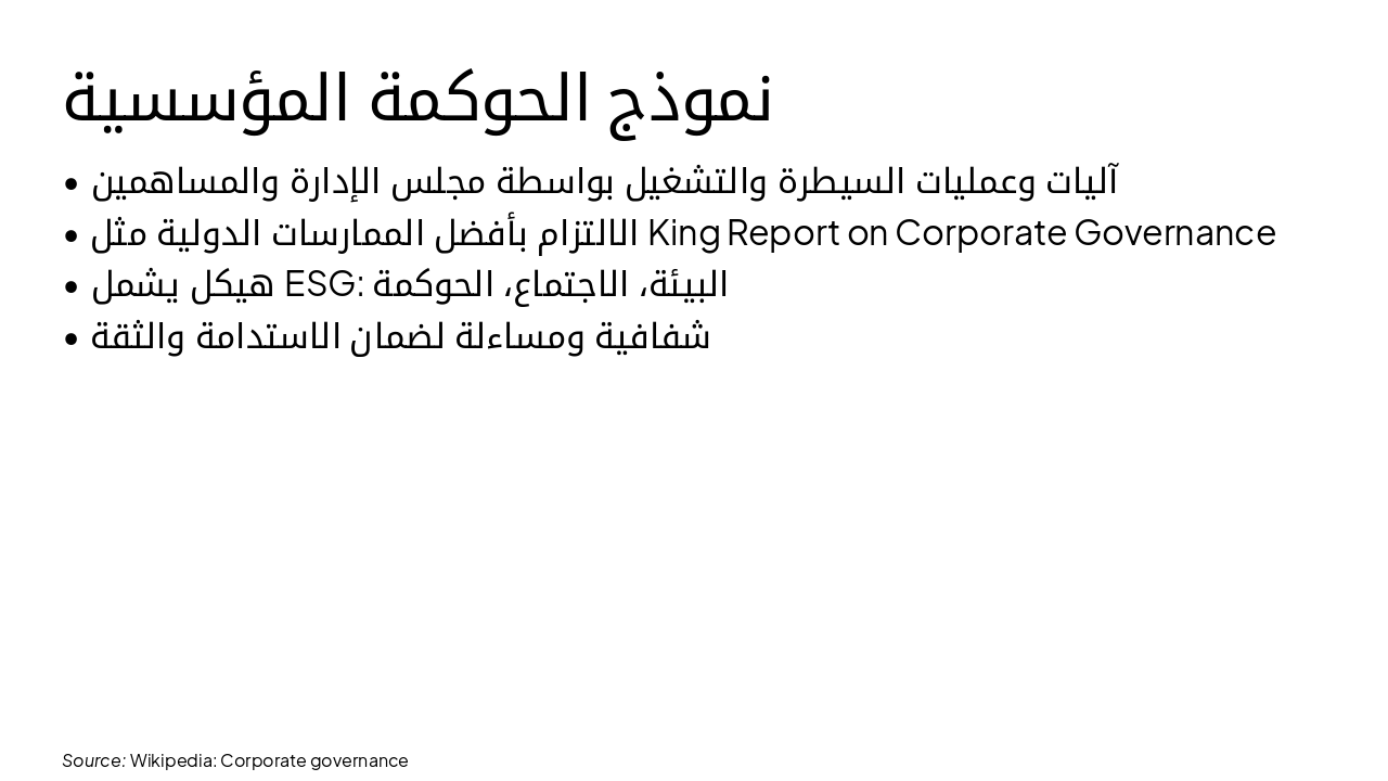 Slide 11 - نموذج الحوكمة المؤسسية