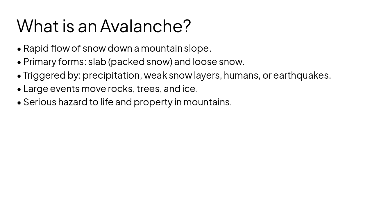 Slide 4 - What is an Avalanche?