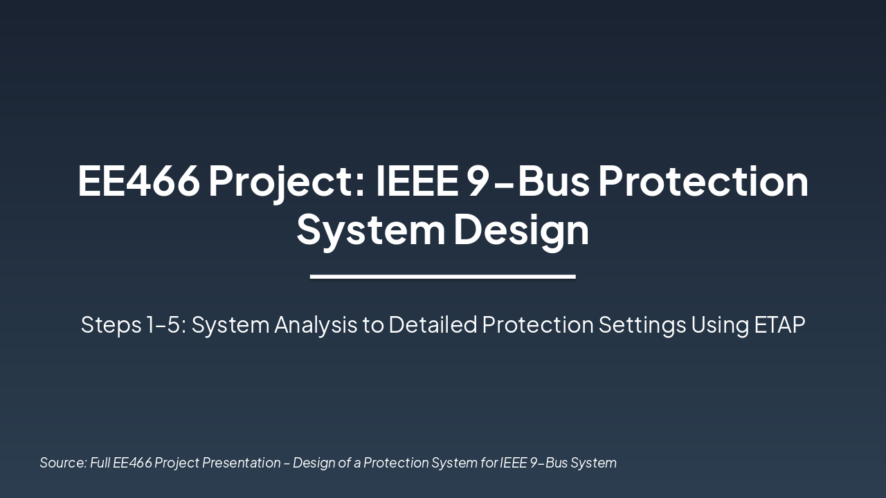 Slide 1 - EE466 Project: IEEE 9-Bus Protection System Design