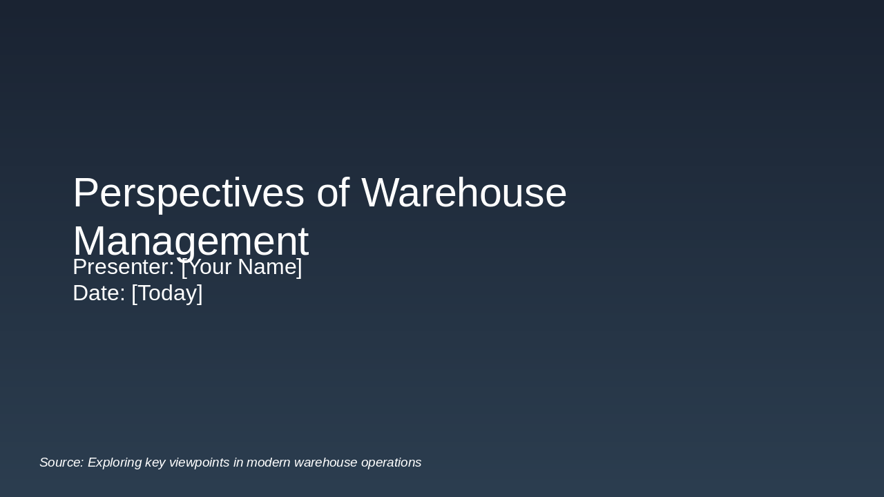 Warehouse Management Perspectives