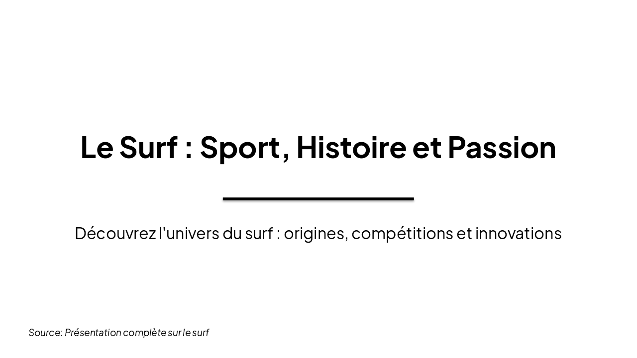 Slide 1 - Le Surf : Sport, Histoire et Passion