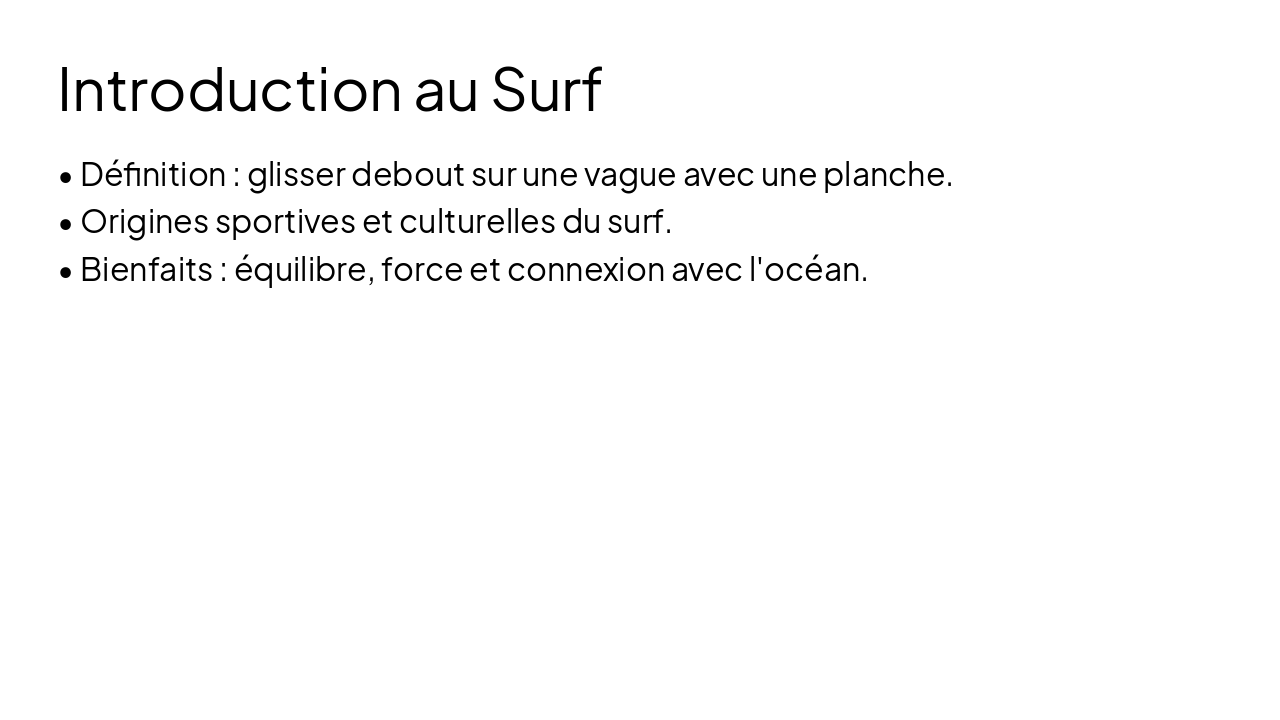 Slide 2 - Introduction au Surf