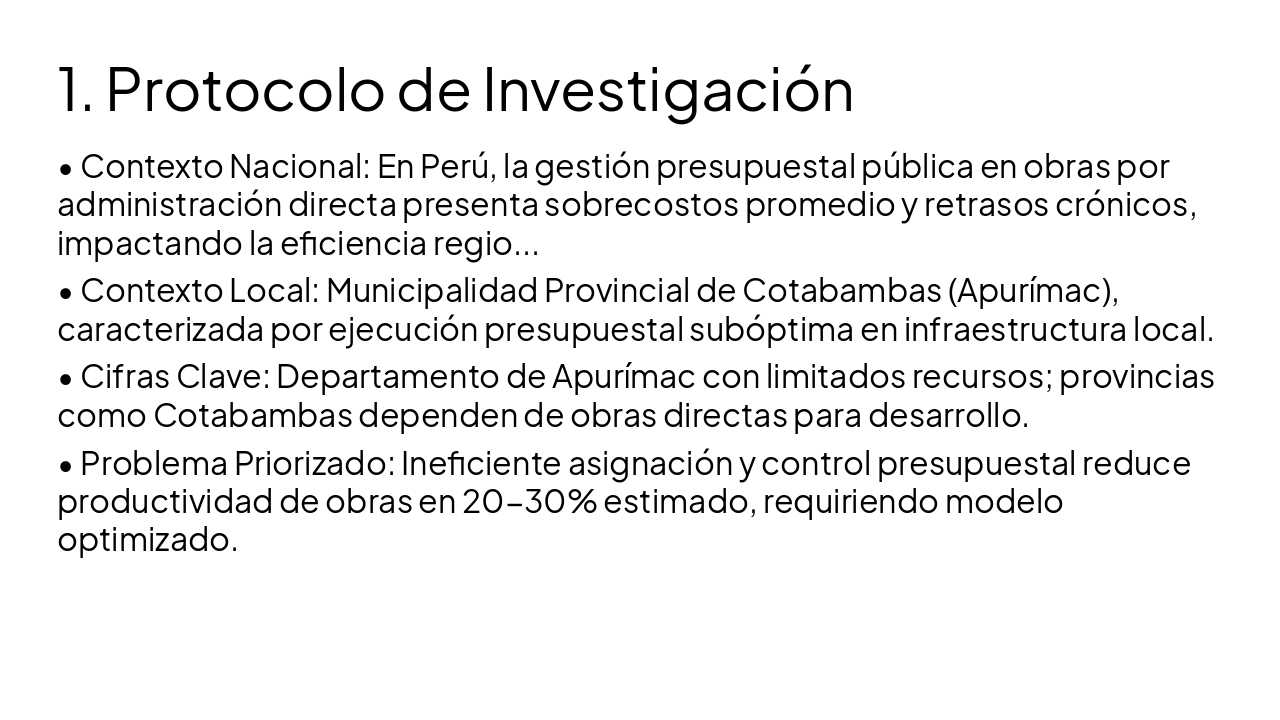 Slide 2 - 1. Protocolo de Investigación