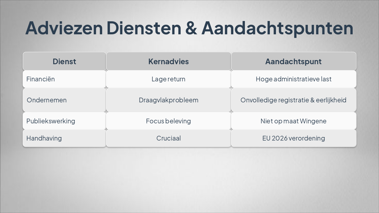 Slide 4 - Adviezen Diensten & Aandachtspunten