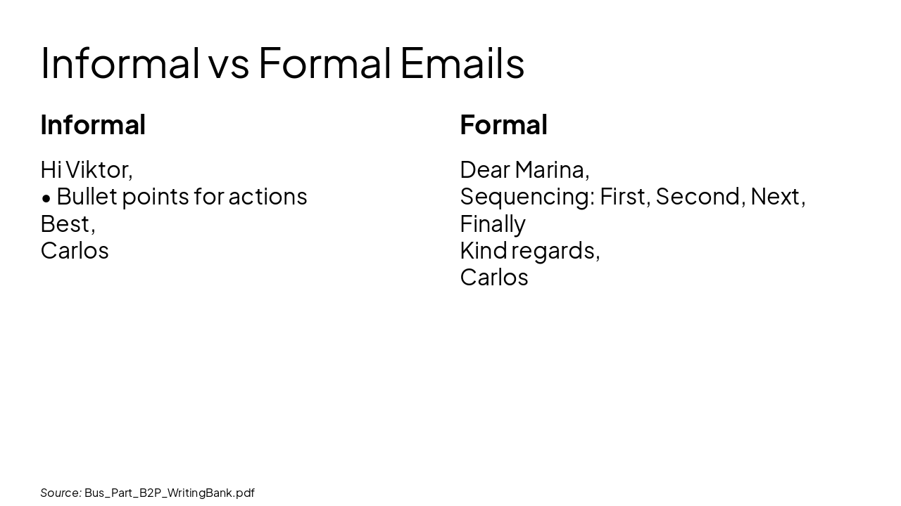 Slide 7 - Informal vs Formal Emails