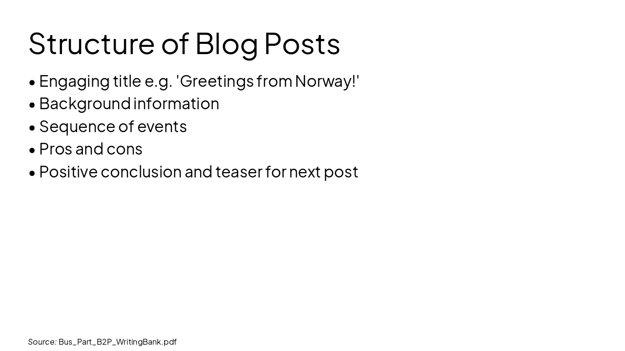 Slide 13 - Structure of Blog Posts